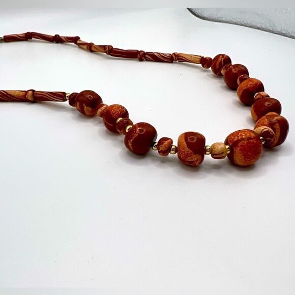 *3/$20* Vintage wooden look beaded necklace - Picture 2 of 4